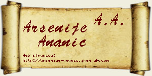Arsenije Ananić vizit kartica